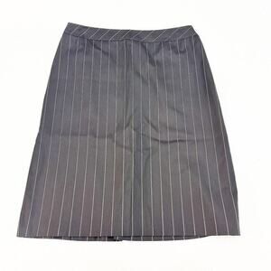 Feraud Virgin Wool Pinstripe Pencil Straight Navy Skirt Cream Stripe Size 42